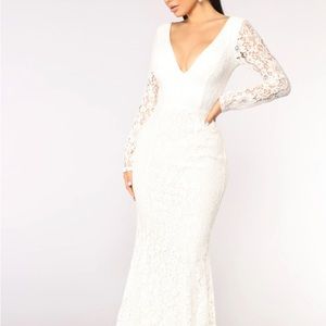 Fashion Nova Rendezvous Lace Dress- White Size Medium